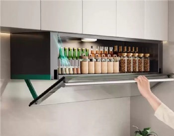 Wall-Mounted Kitchen Cabinet Organizer - Under Cabinet Spice Rack with Glass Flip Door for Storage